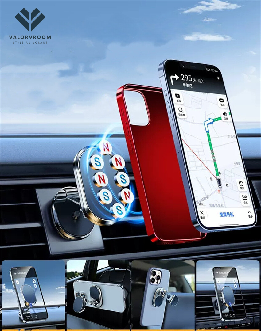 Supprt magnetique pour telphone de voiture rotatif rotohold -magnetisme